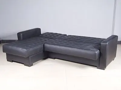 Modern Furniture Convertible L Shape PU Or Fabric Sectional Sofa Corner Sofa Cum Bed With Storage box