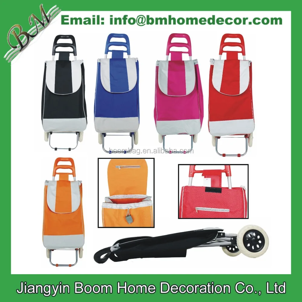 Customized Supermarket Rolling Wheeled Handy Portable Cart Detachable Collapsible Folding Grocery Shopping Trolley Bag