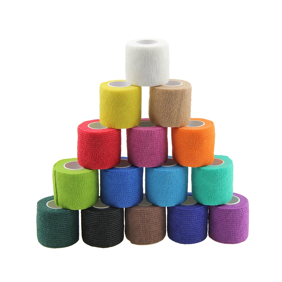 Stock clearance sales latex and latex-free colored elastic supportive cohesive bandage wrap for animals