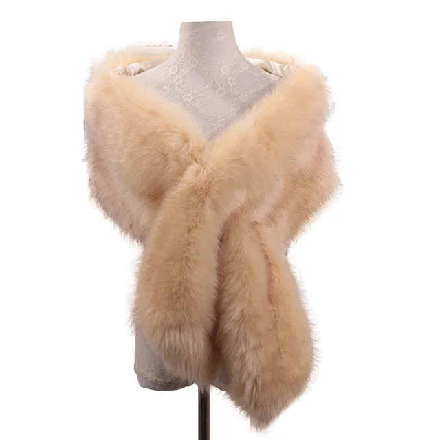 
Women High Quality Faux Fox Fur Scarf Thick Warm Fake Fur Collar Shawl 