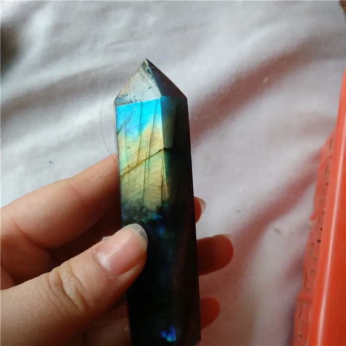 good flashy natural  labradorite quartz crystal wands double terminated labradorite stone points