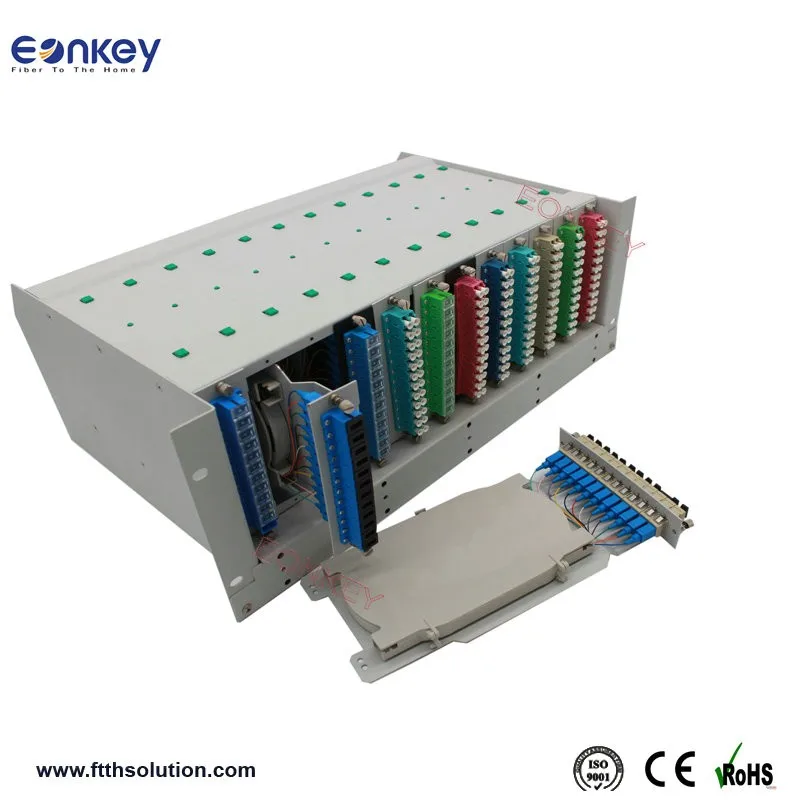 High density 19 23 inch rack mount 4U ODF 144 core  optic fiber terminal box  cable
