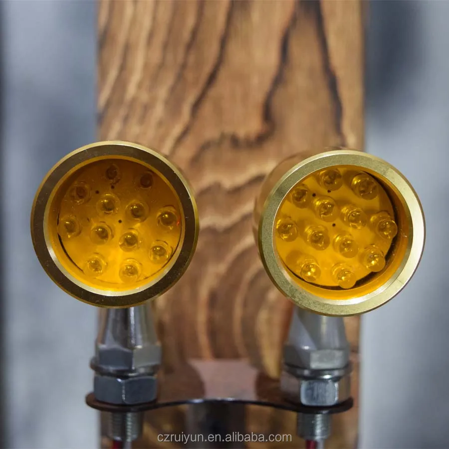 HOT selling gold brass motorcycle turn lights signals for harley bobber cafe racer vintage retro motorcycle lights