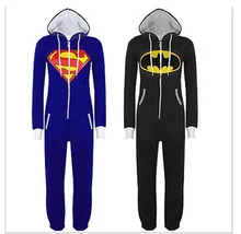 New Unisex Pyjamas Superhero Adult Onesies Mens Women Batman Superman One Piece Cotton Pajamas Sleepwear Onesies For Adults