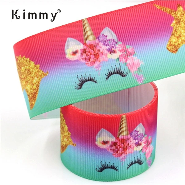 38mm Width Printed Grosgrain Ribbons Unicorn Wedding Decoration Packing Cinta Fita Ribbons Unicorn Gift