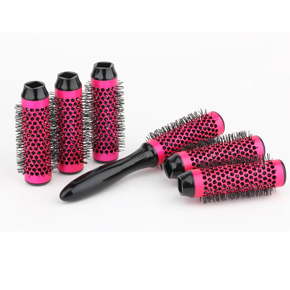 Thermal Ceramic Round ionic Hair Curling brush with Removable Handle