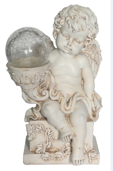 Solar Led Light Resin Angel Statue - Religious Garden Statue Remembrance Memorial Guardian Angel For Gift