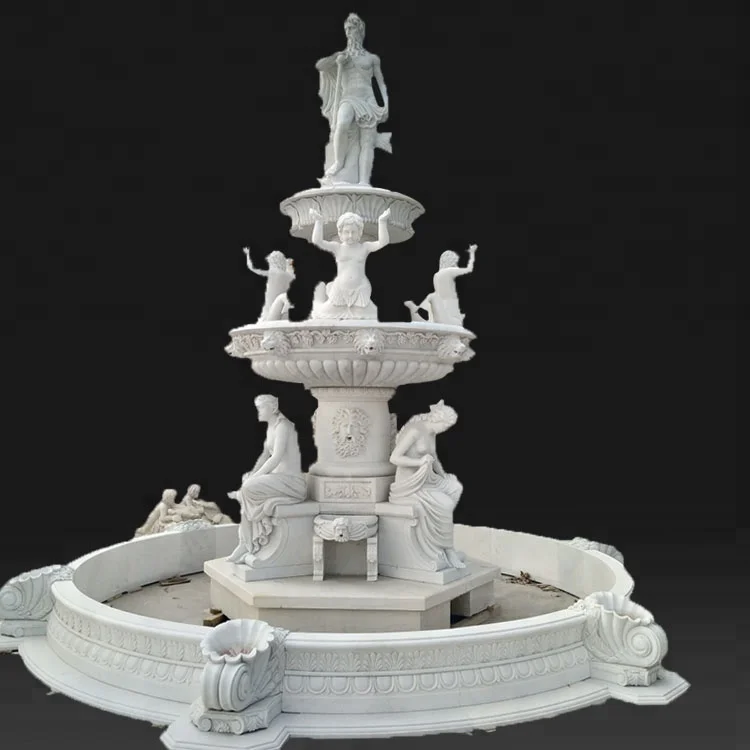 3 layer animal stone garden large water fountain decoration