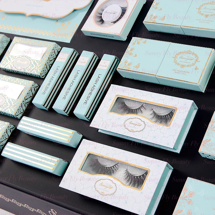 
Private label beauty purple lash box human mellow haireyelashes 3 lash packaging 