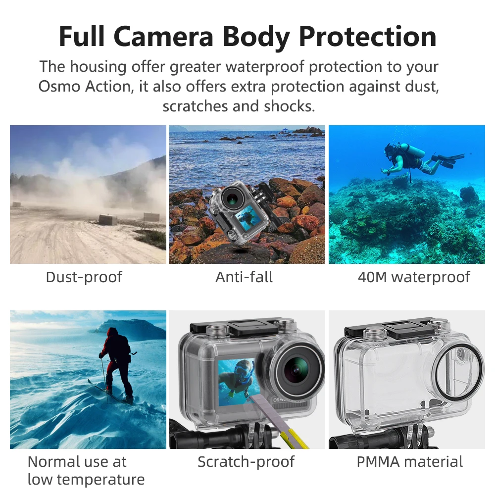  Водонепроницаемый корпус Kingma 40 м для экшн-камеры DJI OSMO с винтом и быстроразъемным