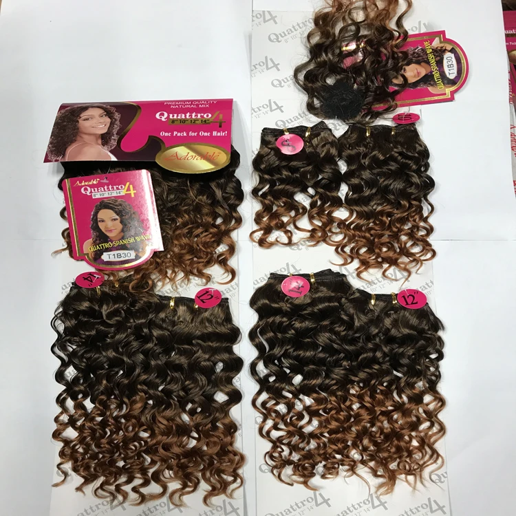 Modern design synthetic hair raw materials  extension professional Spanish wave 4pcs T1B30 with free closure