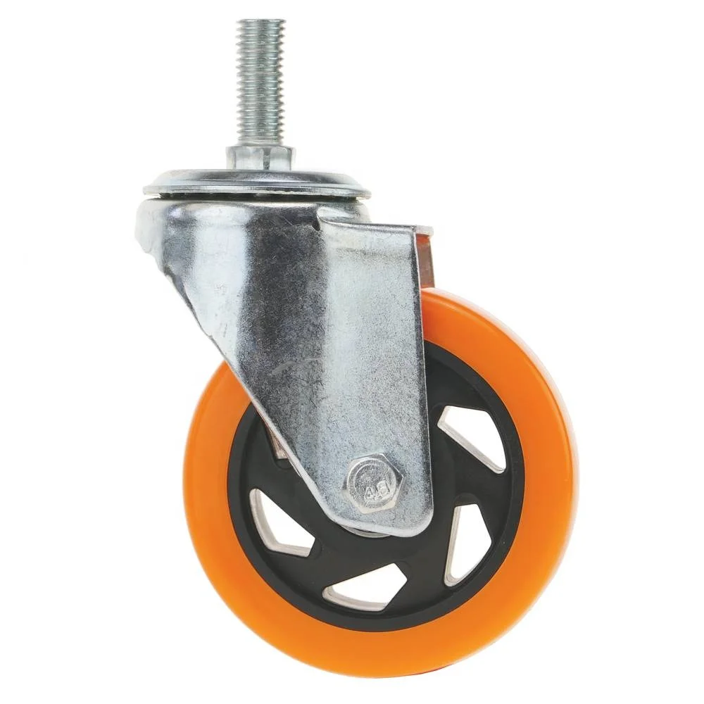 M12 thread stem cart caster 4 inch 100mm*32mm  PVC heavy duty caster wheel 100kg loading capacity handtruck caster