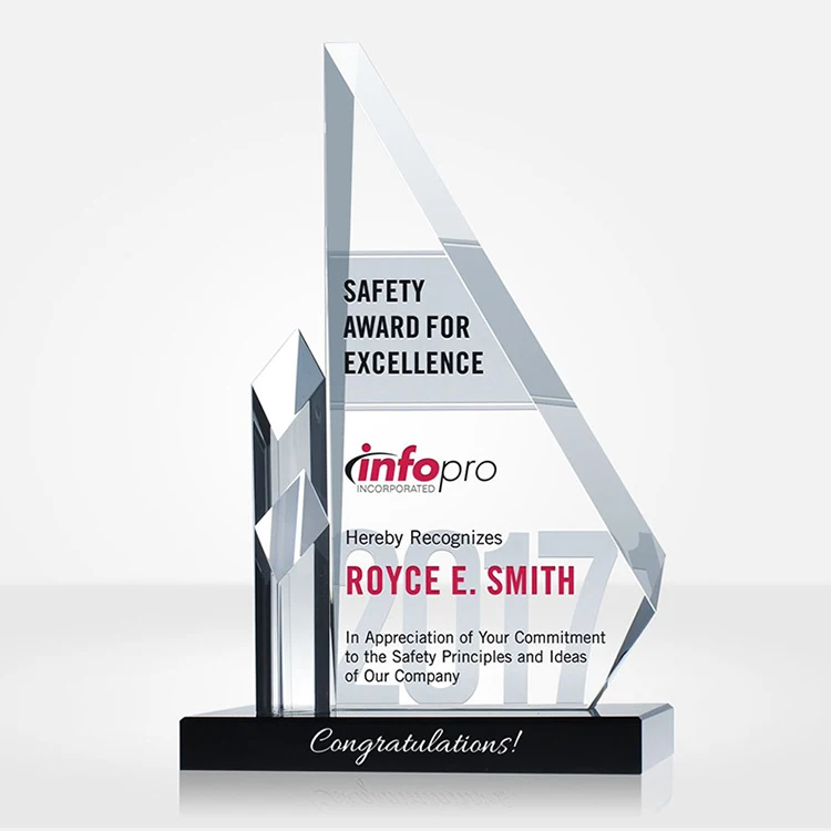 Sublimation Glass Trophy K9 Souvenir Gift Engraved Crystal Award