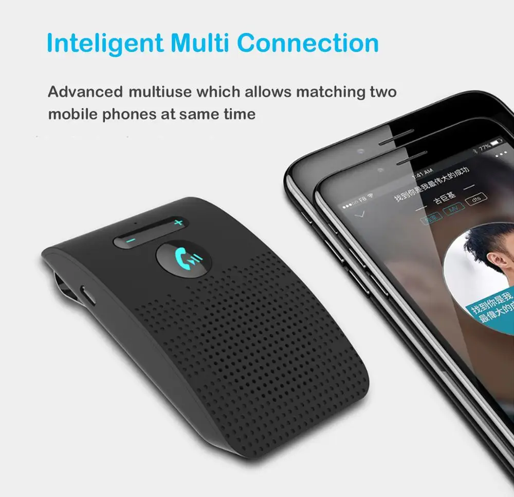 
Drive car speaker phone Sun Visor Multipoint Wireless Connection A2DP Streaming 