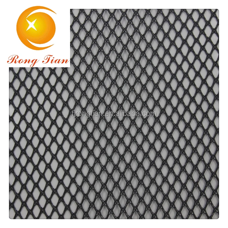 Manufactory black polyester stiff diamond mesh fabric for materials shoes