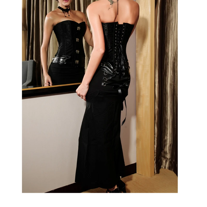 Black latex 9ateel bone custom made latex corset