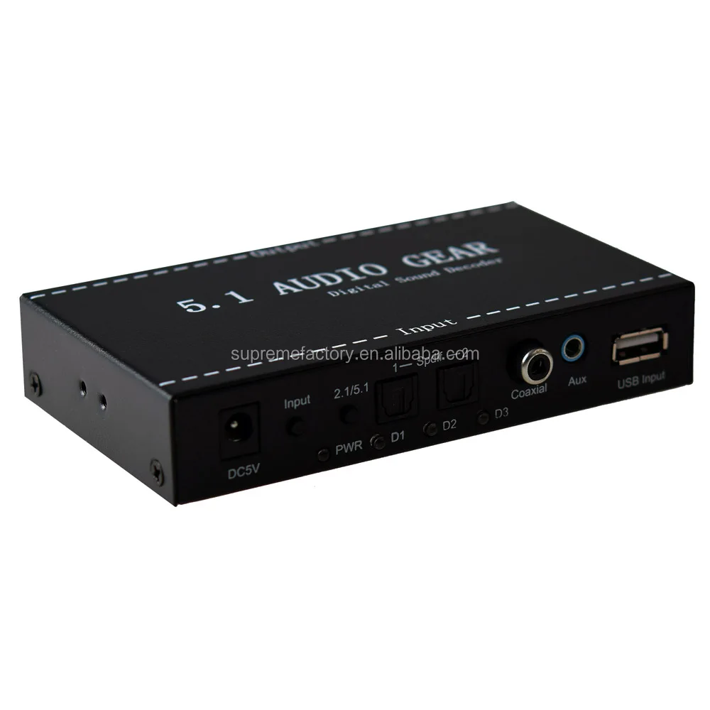 US plug Stereo 5.1 Audio Gear Digital Sound Decoder Convert SPDIF Coaxial Support For Dolby Digital AC3 DTS