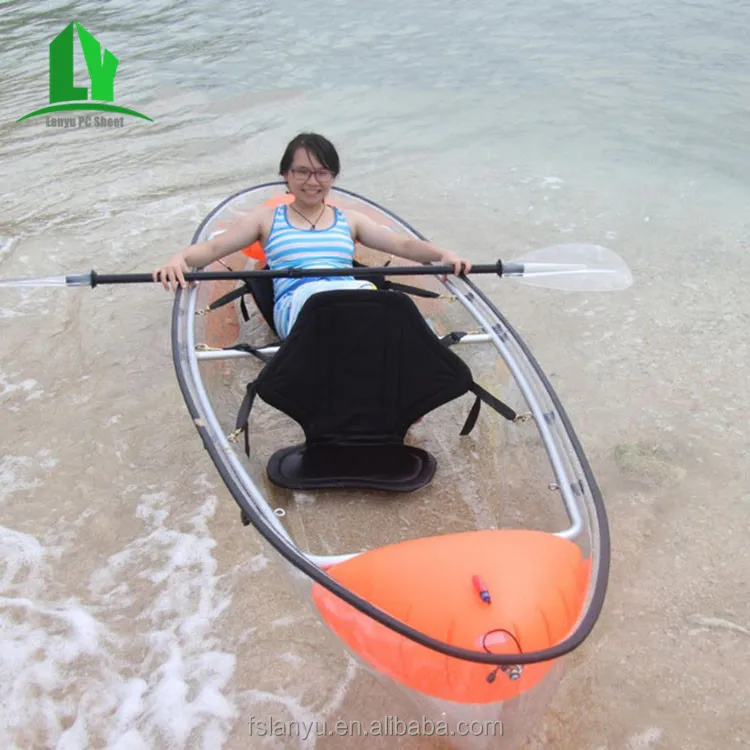 clear glass bottom canoe plastic double kayak