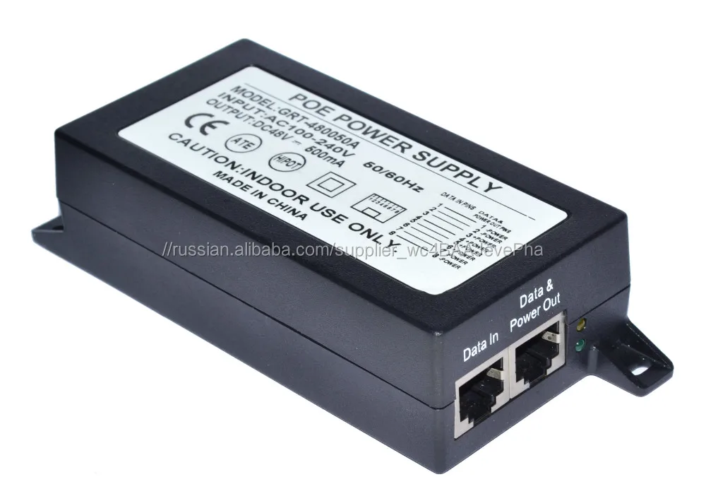 PoE инжектор гигабит 24Vdc 48W адаптер PoE пассивный сплиттер PoE для камеры CCTV / PoE коммутатор / IP-телефон