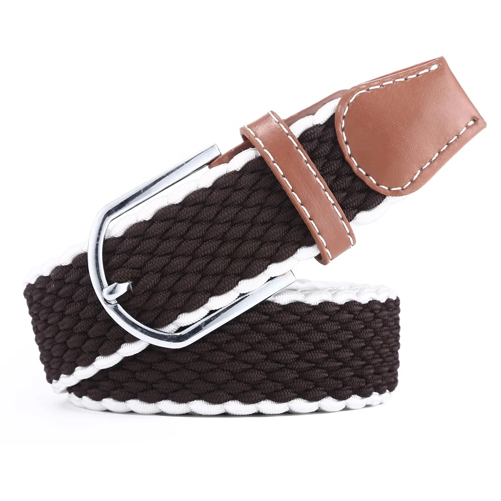 3517 Hot Sell Women Fashion Elastic Braided Fabric Belts Black Stretch Webbing Belt