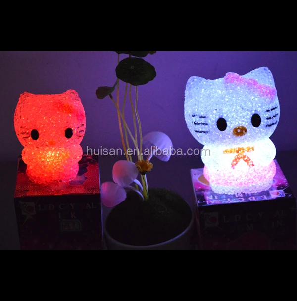 LED hello kitty night lamp  EVA LED changing color night light  Crystal hello Kitty lamp