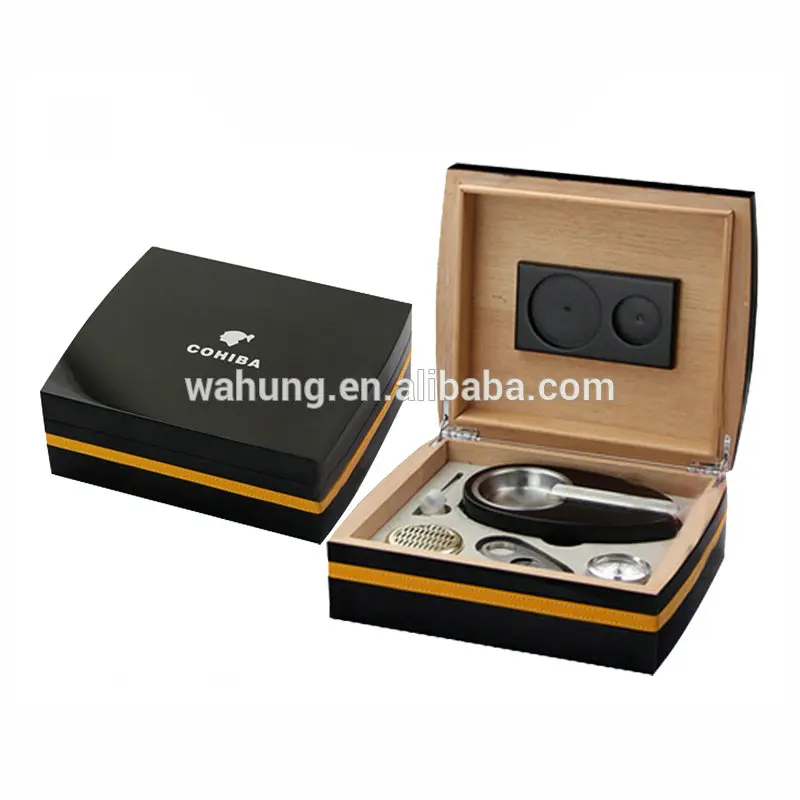Сделано в Китае оптовая продажа черный деревянный хумидор для сигар коробка