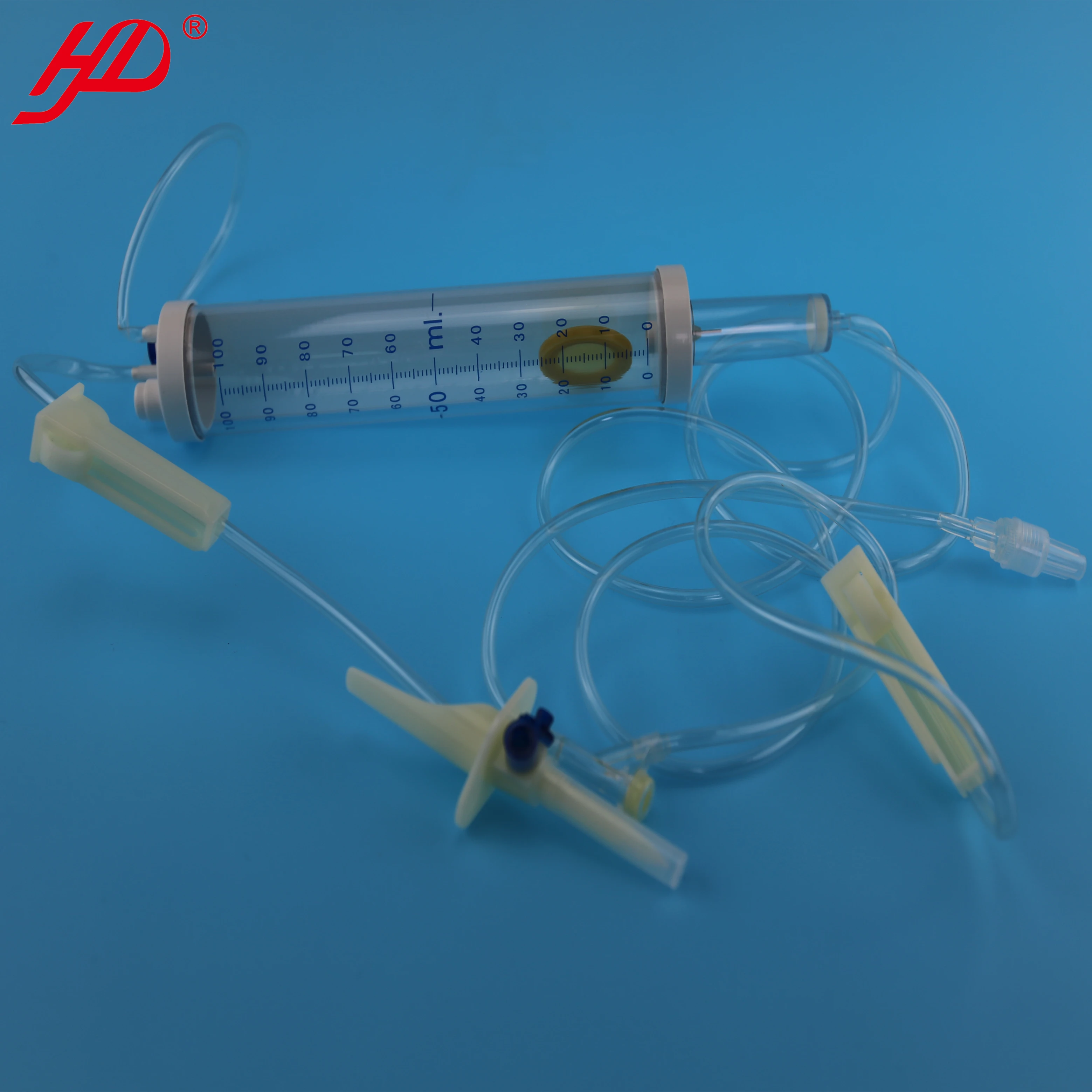 Sterile burette type infusion set for single use