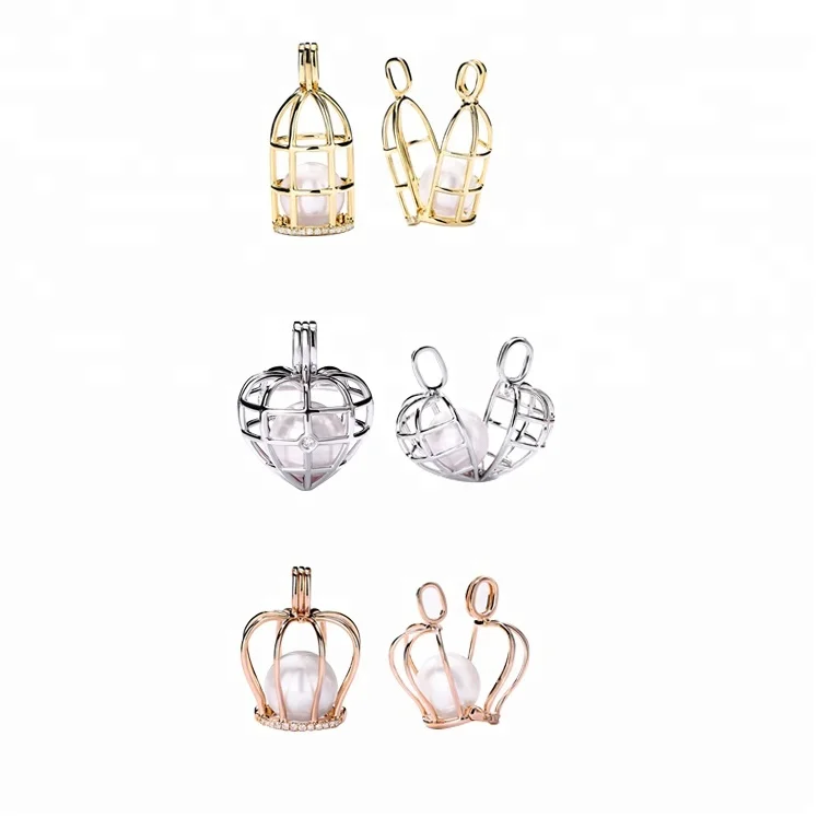 Wholesale Custom Fine Jewelry Manufacturer 925 Sterling Silver Pearl Bird Cage Pendant