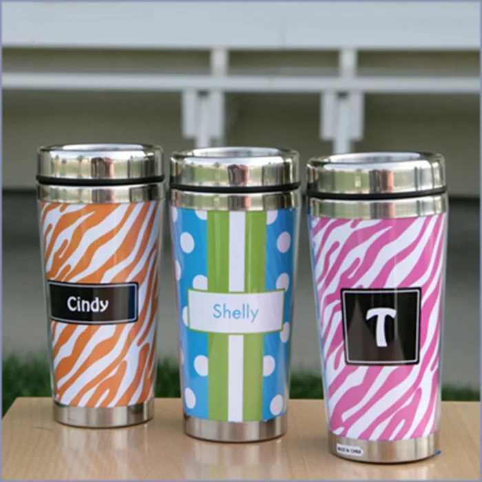 16oz stainless steel photo insert thermos tumbler, double wall stainless steel photo travel mug, bpa free photo travel mug