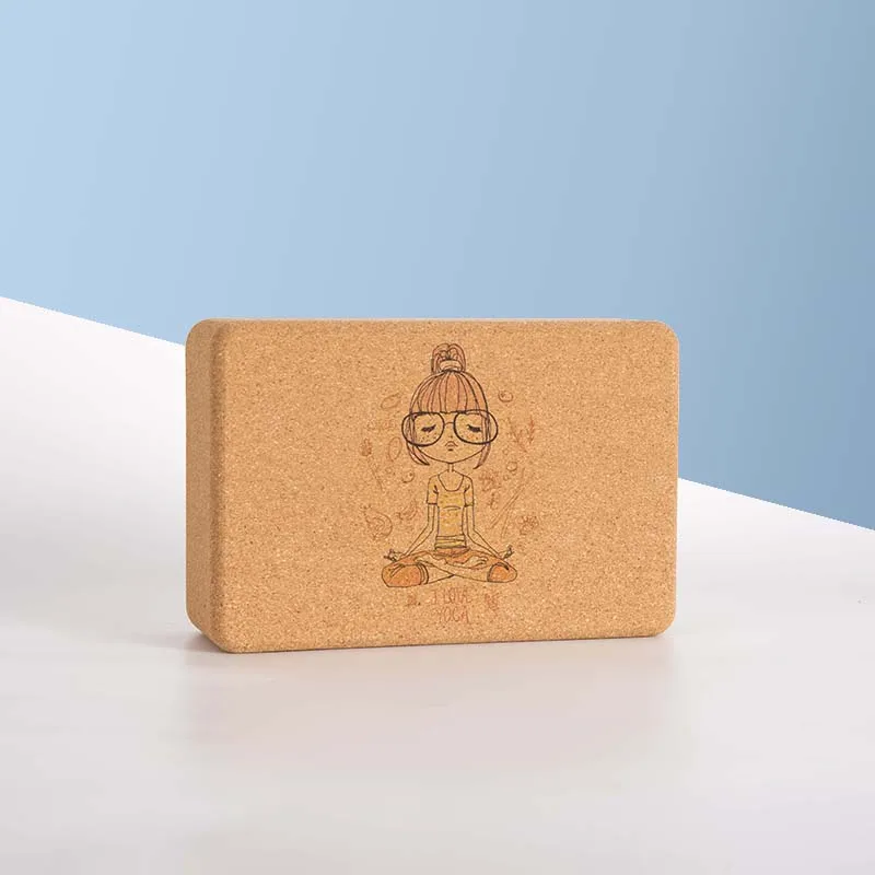 BSCI factory yoga block natrual eco friendly custom print wooden cork yoga block cork non toxic organic recycled