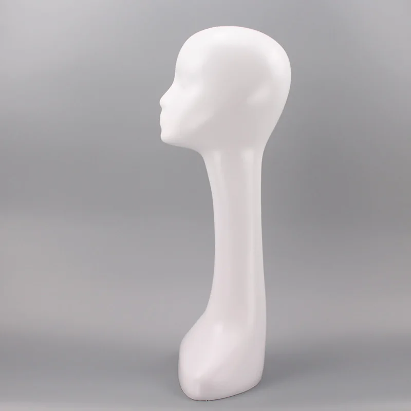 Xinji Beautiful Dummy Abstract Fiberglass Female Mannequin Matte White Head For Wig Hat Scarf Display