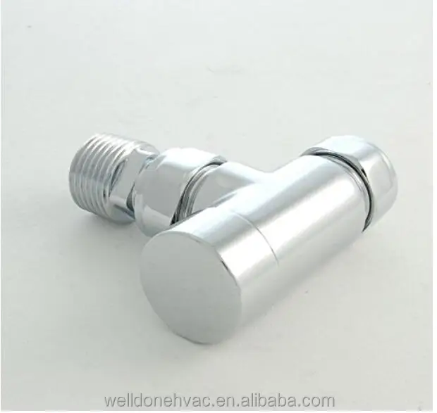 White head Thermostatic Straight Towel Radiator Valves 15mm Central Heating