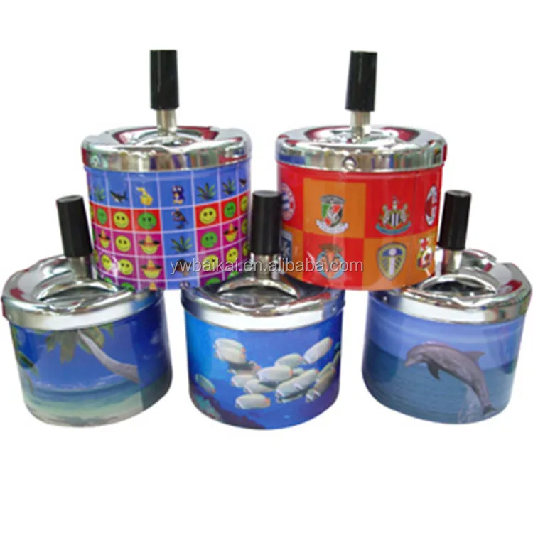 Жесть Вращающийся Пепельница с Крышкой Фильм Плакат Pattern Пользовательские Круглая Пепельница