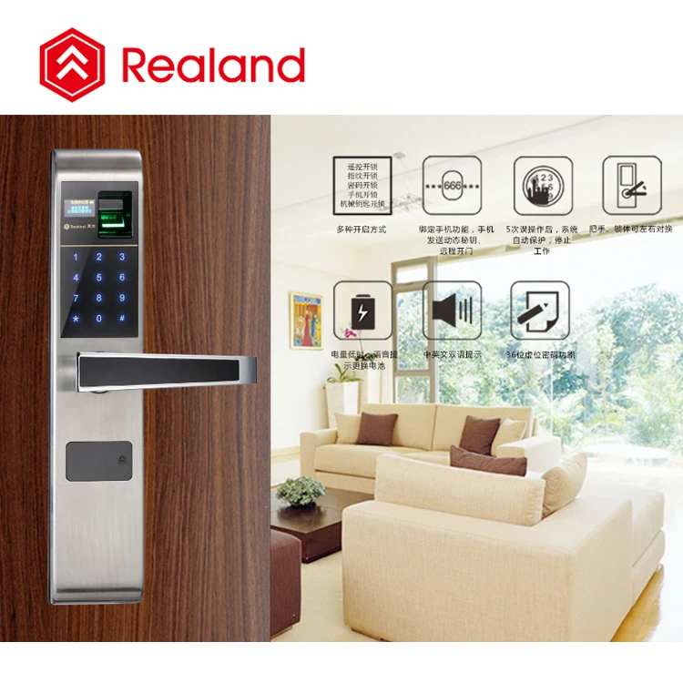 Realand F1 нержавеющей стали безопасности биометрических двери замки
