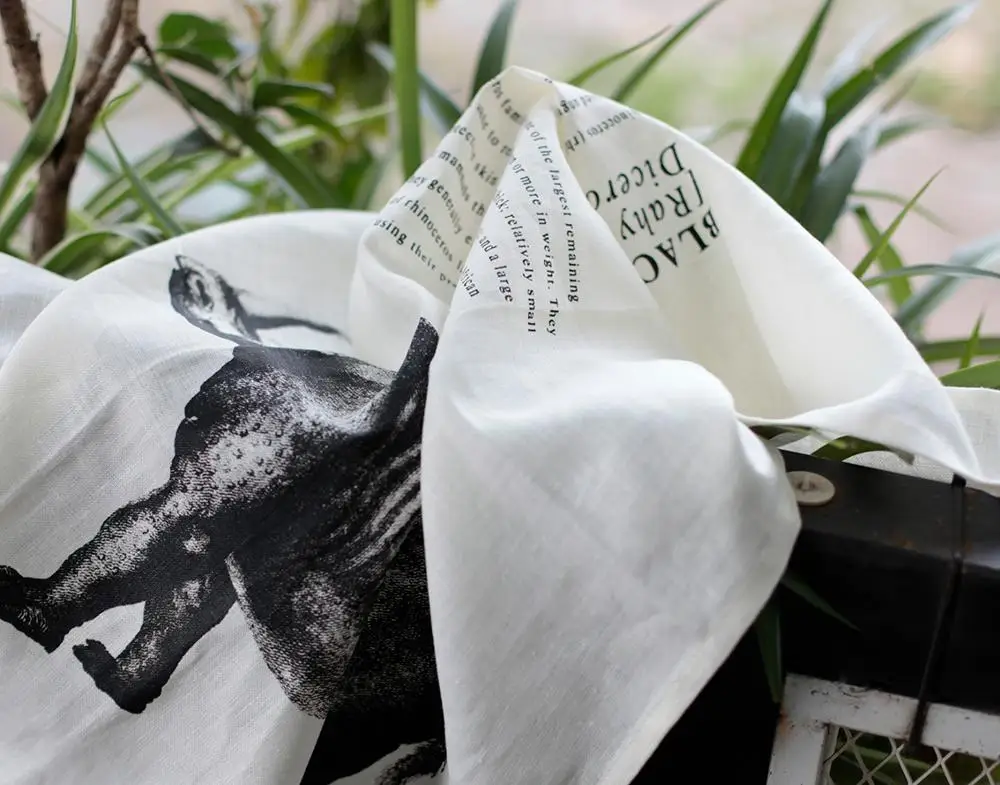 wildlife style pure flax  linen kitchen tea towel with custom design printed