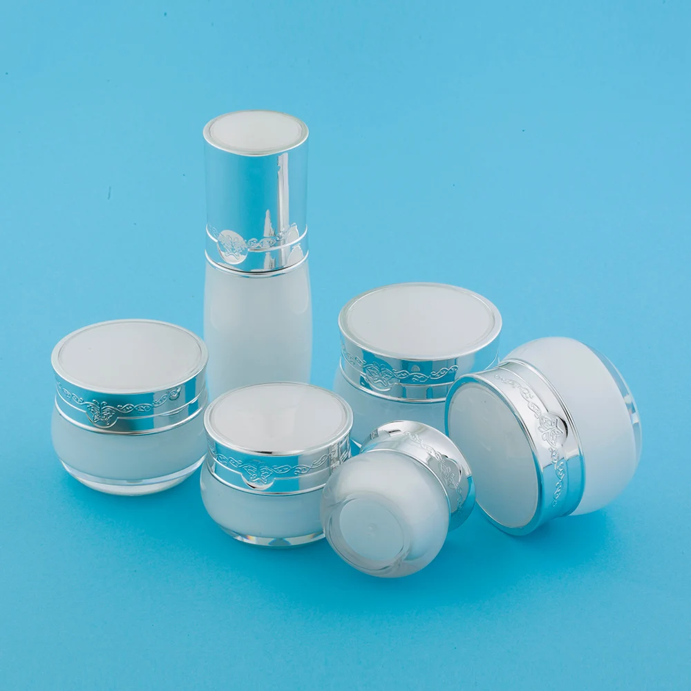 
Hengsheng factory supply 2019 model customize plastic acrylic cosmetic packaging cream jars and lotion spray bottles 