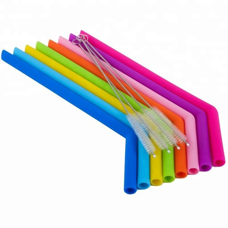 BPA Free Re-useable And Long Flexible Silicone Drinking Straws For Mug Tumbler Use