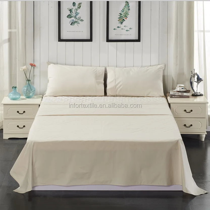 factory wholesale poly cotton  queen size  white  hotel  200 Thread count percale fitted   sheet