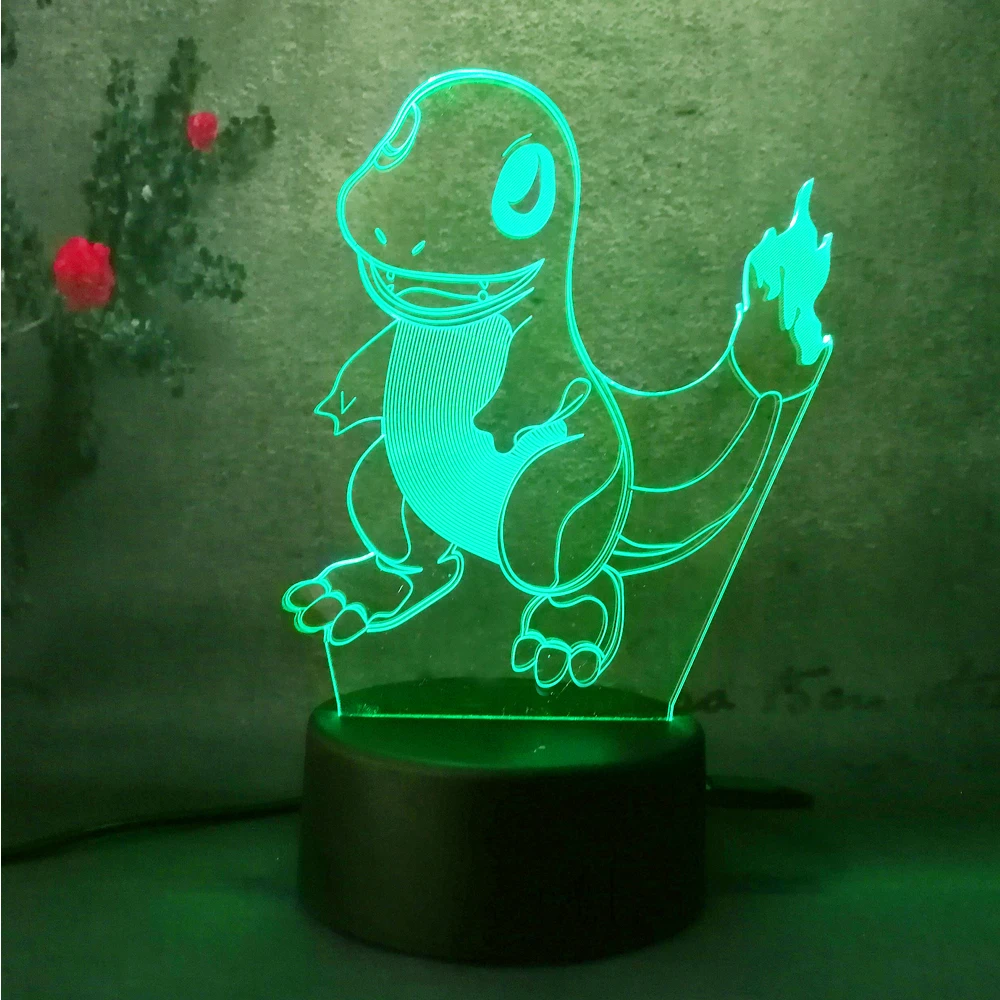 Funny 3D illusion Touch Lamp Hot Pokemon Go Action Figure LED Atmosphere Illusion Night Light Pikachu Bedroom Kid Gift Creative