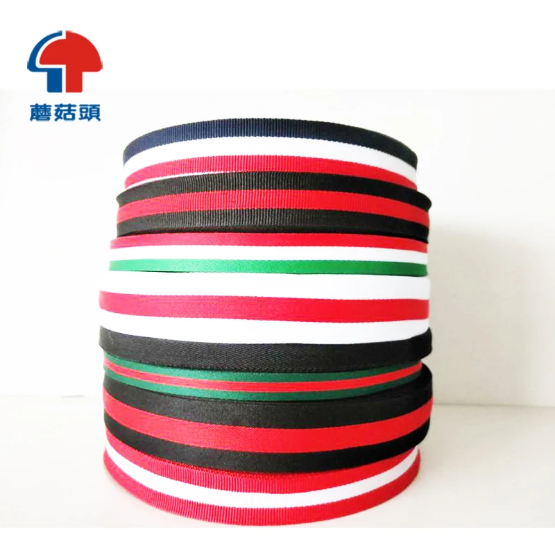 Hot sale black red white fabric nylon webbing polyester stripe ribbon