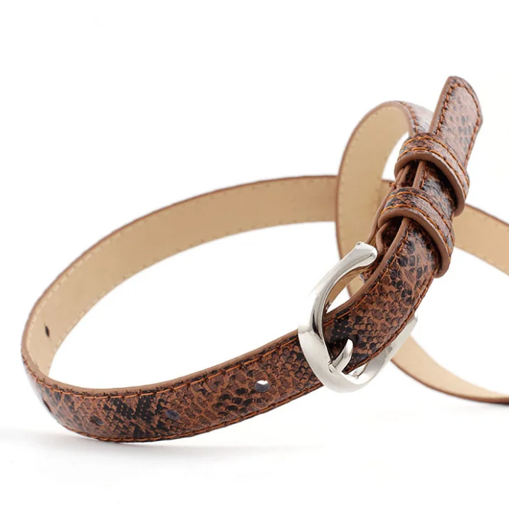 Fashion Factory Snake Print Thin PU Dress Waist Belt Multicolor