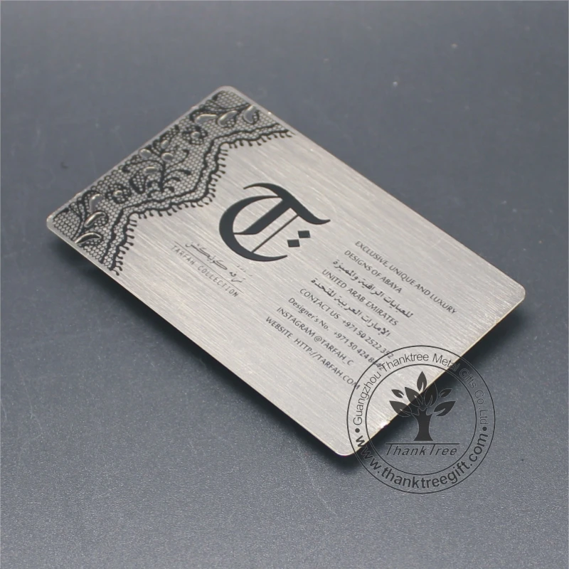 
metal craft China manufacture brushed silver plated metal business card 