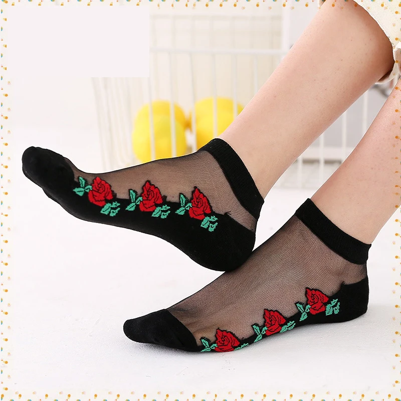 Color customized women nylon crystal silk socks for promotion