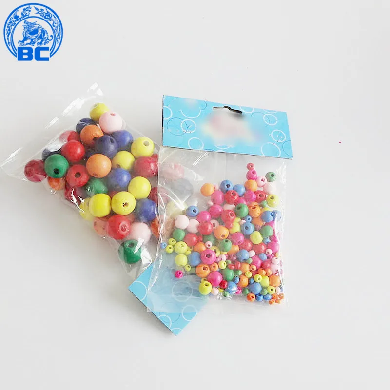 
Hot Sale Colorful DIY Small Craft Unfinished Round Natural Wooden Beads 