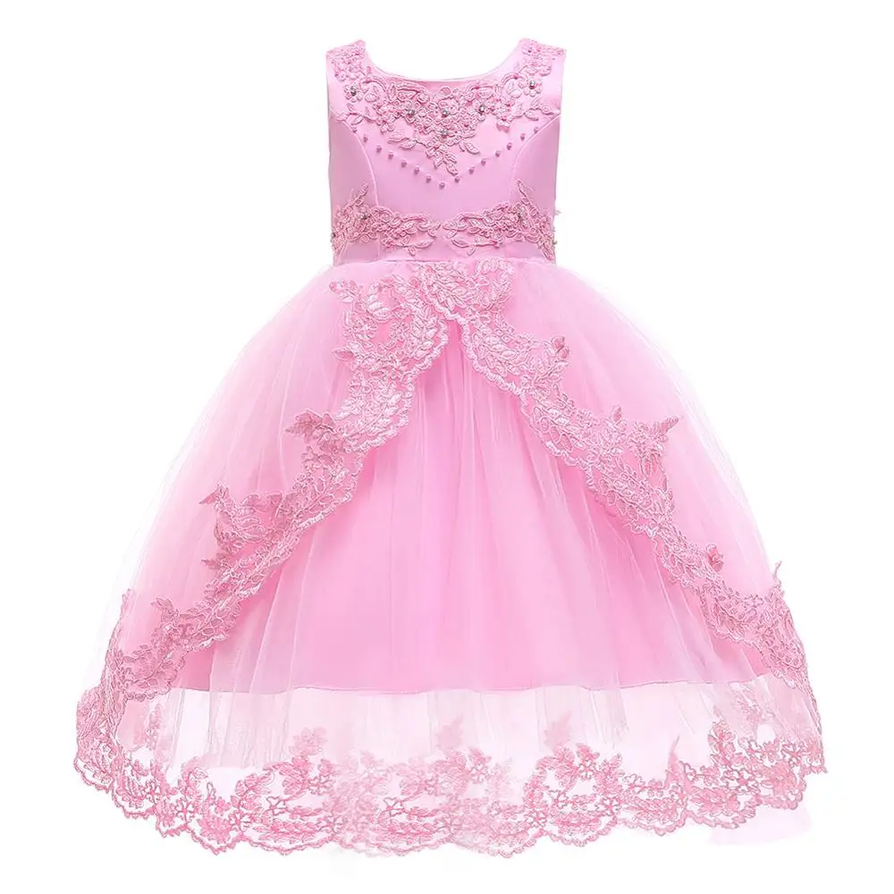 2019 hot selling summer new model beautiful little queen 5 years princess party kids clothes flower girl dress