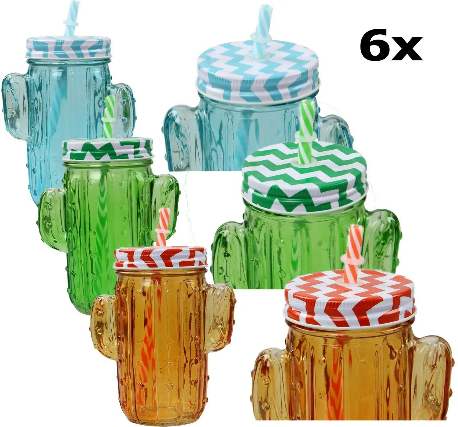 Mason Glass Jam Jar Drinking Mug With Plastic Straw & Lid