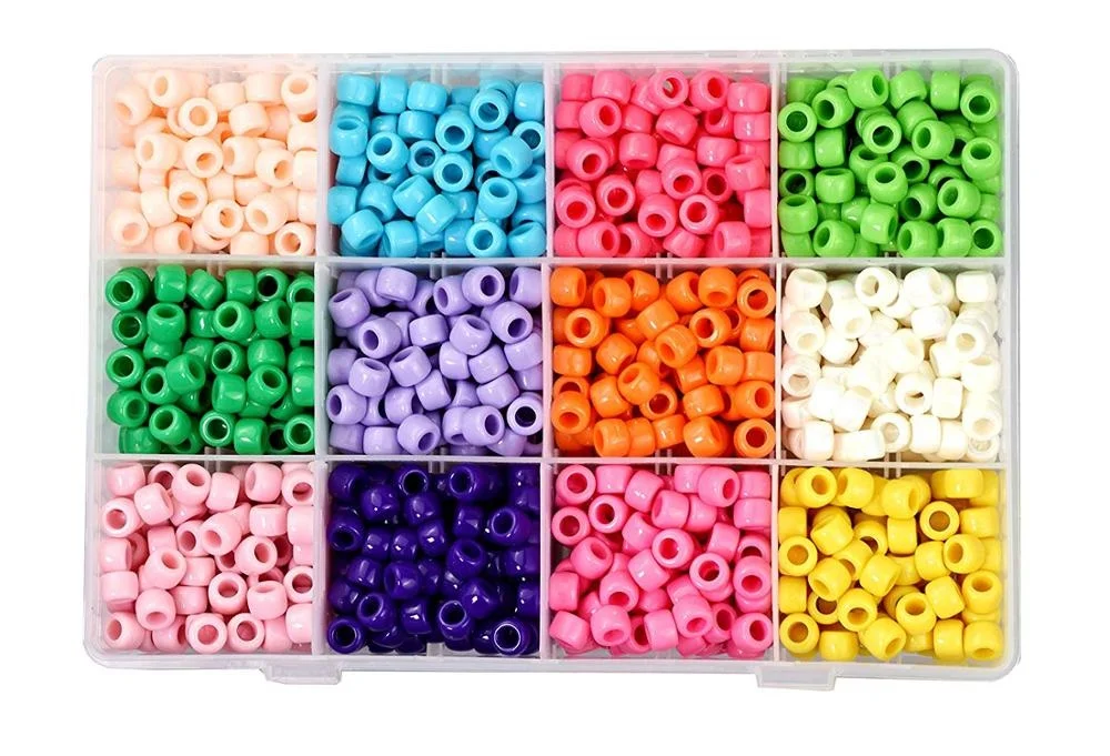 
Crafts Pony Acrylic Loose DIY Beads Kits from Plastic with Organizer Box Multi Colored Assorted Bulk Variety Set 