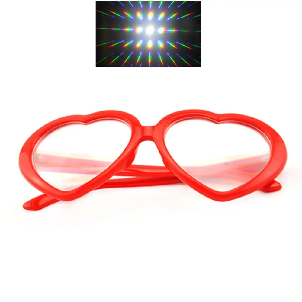 Love Lens Heart Diffraction Prism Fireworks Rave Gratings Refractive Glasses Plastic