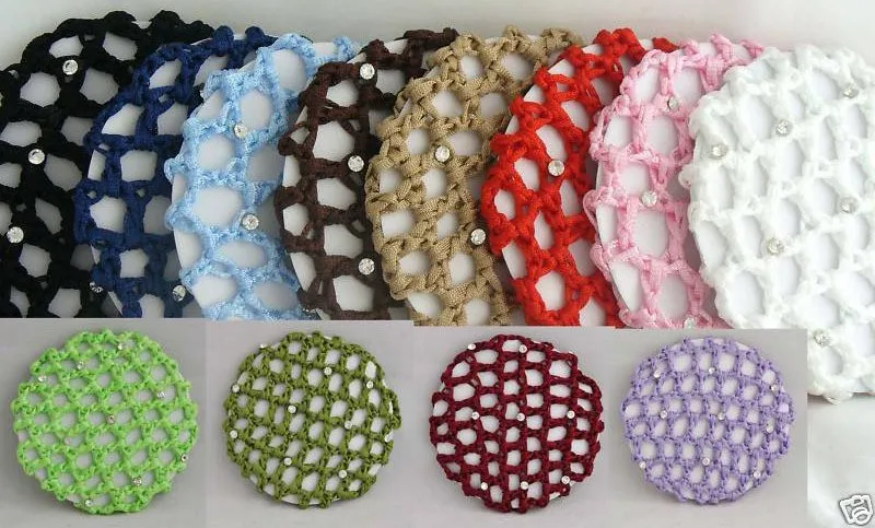 HB00002  Women Dot Satin Flower Bun Cover Snood Hair Net Slumber Sleep Ballet Dance Skating Crochet Decor