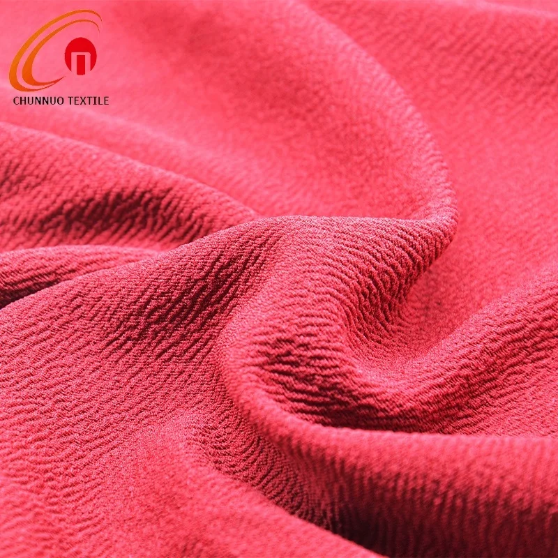 Textiles Solid Dyed 95%Polyester 5%spandex Interlock Moss crepe Knitted Jersey Fabric for Women Dress
